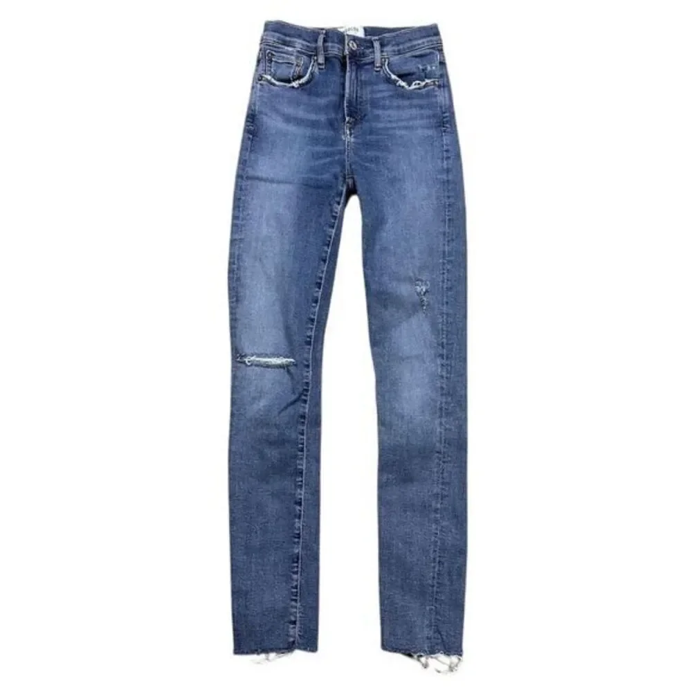 AGOLDE Sophie Mid-Rise Ankle Skinny Jeans Women's Size 25 Blue‎ Distressed